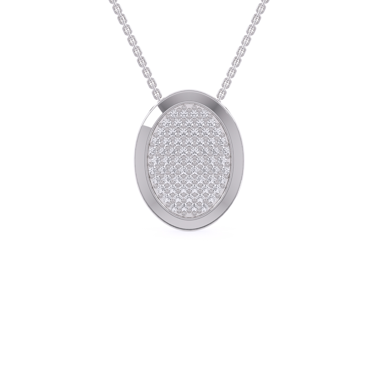 Stylish Oval Shaped Pave Diamond Necklace